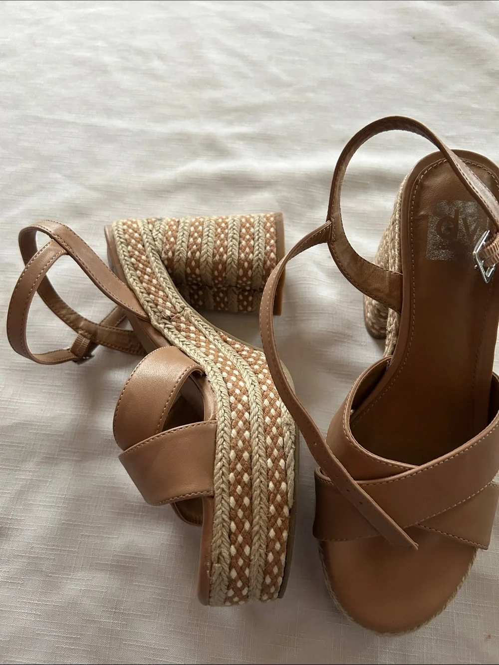 Dolce Vita Tan Cross-Strap Wedge Sandals